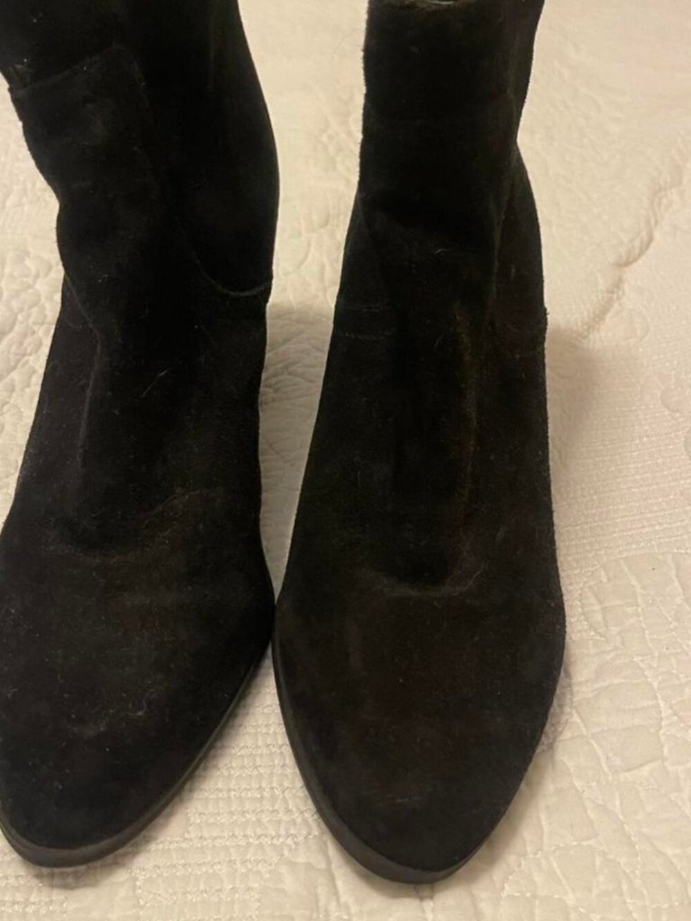 Black Suede Ankle Boots with Gold Tassel Detail, Size 10
